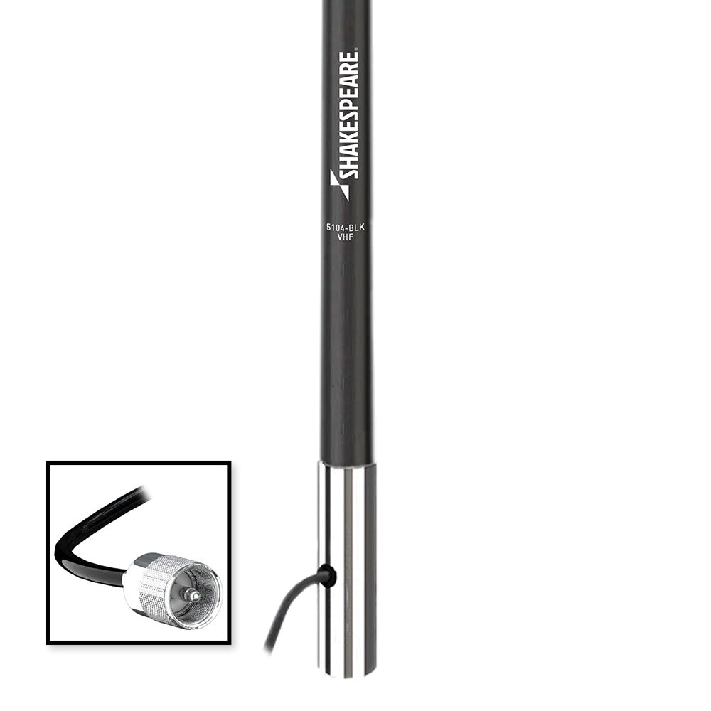 Shakespeare 5104 4’ Classic VHF Antenna w/15' RG-58 Cable - Black