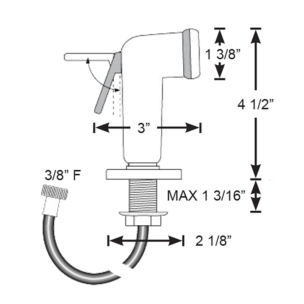 Scandvik Straight Handle Pull Out Sprayer - White w/6&#39; Hose