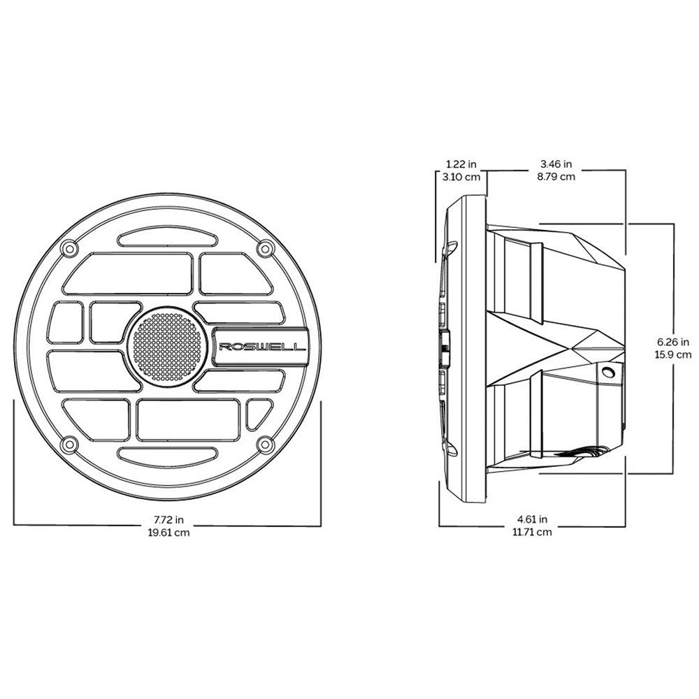 Roswell R Series 7.7* Marine Speakers - Anthracite Grille - 80W RMS & 160W Peak Power