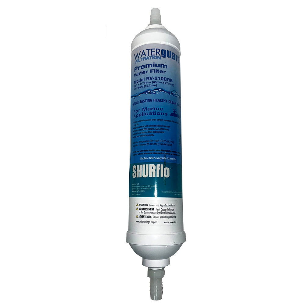 Shurflo by Pentair 11* City Water Entry In-Line Filter w/1/4* Barb Fittings