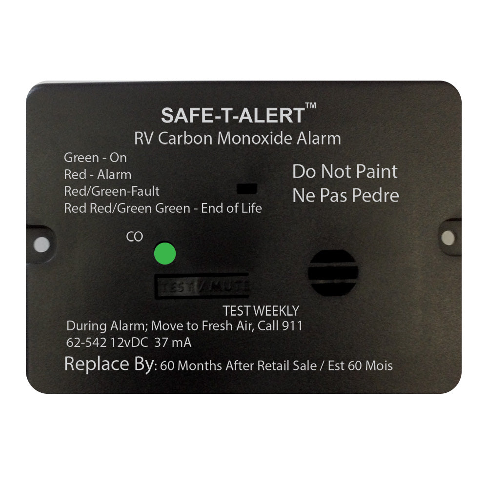 Safe-T-Alert 62 Series Carbon Monoxide Alarm - 12V - RV Flush Mount - Black