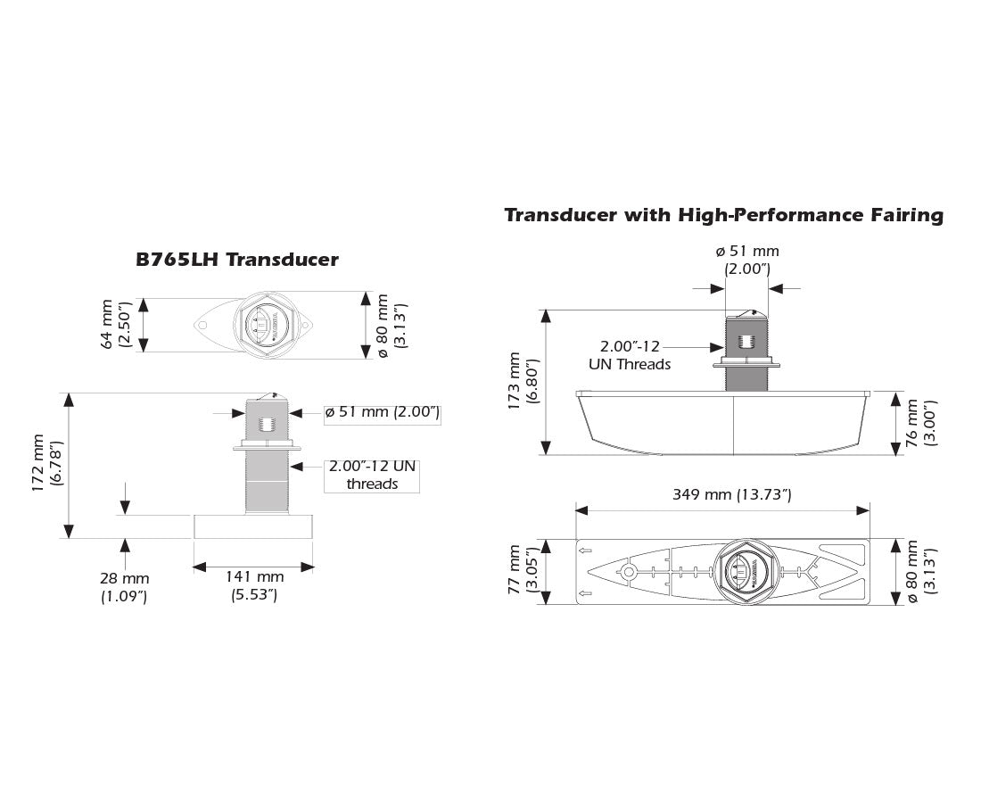 Airmar B765C Low High CHIRP With Mix-N-Match Plug