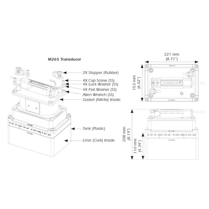 Airmar M265C-LM-9N2 1kw Low Medium CHIRP With Navico 9-Pin Y-Cable