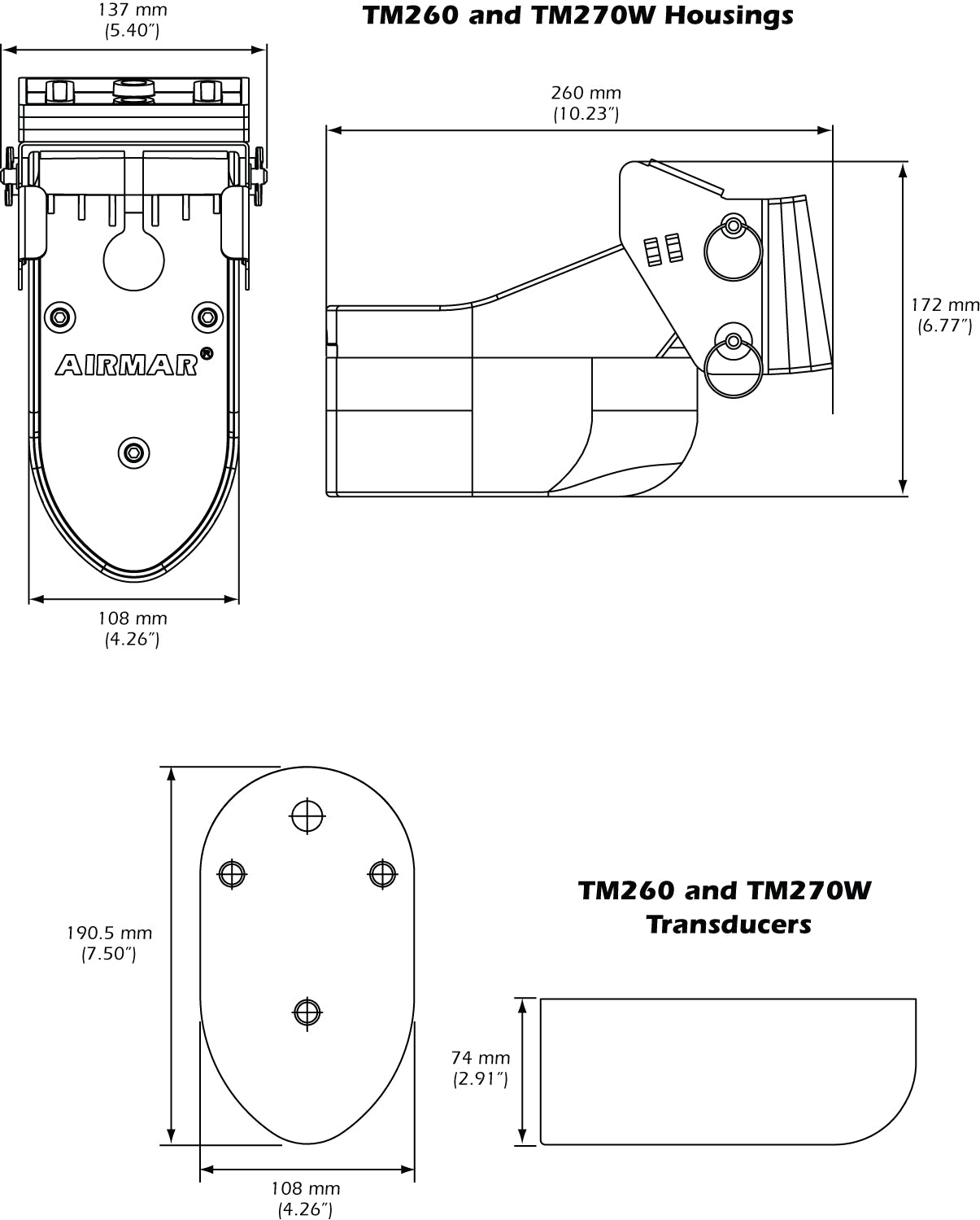 AirmarTM265C-LH Transducer With Mix-N-Match Plug