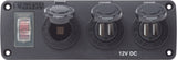 Blue Sea Water-Resistant 12V 15A Circuit Accessory Panel 12v Socket and Dual USB x 2