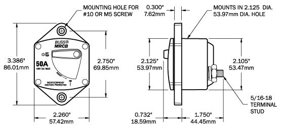 Blue Sea 187-Series 100 Amp Circuit Breaker Panel Mount