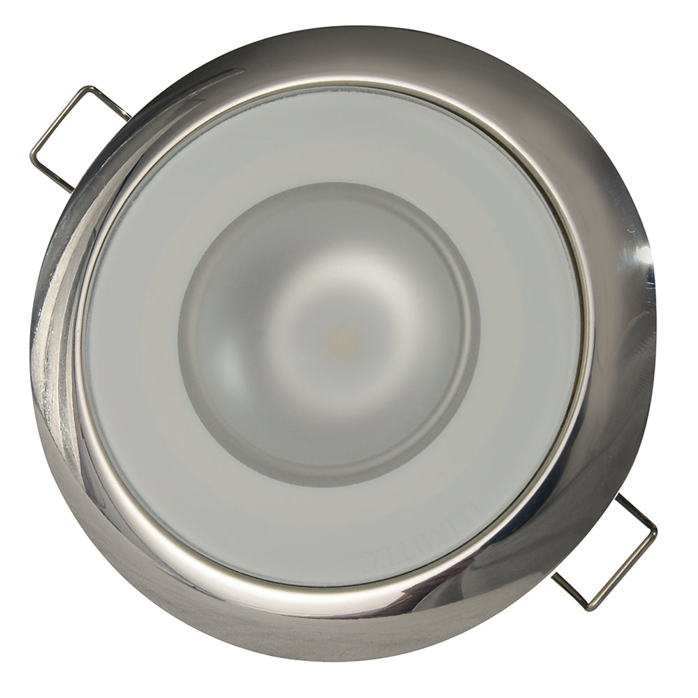 Lumitec Mirage - Flush Mount Down Light - Glass Finish/Polished SS Bezel - Warm White Dimming