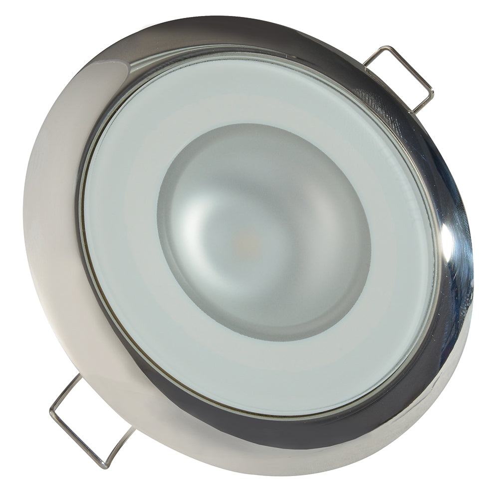 Lumitec Mirage - Flush Mount Down Light - Glass Finish/Polished SS Bezel - Warm White Dimming