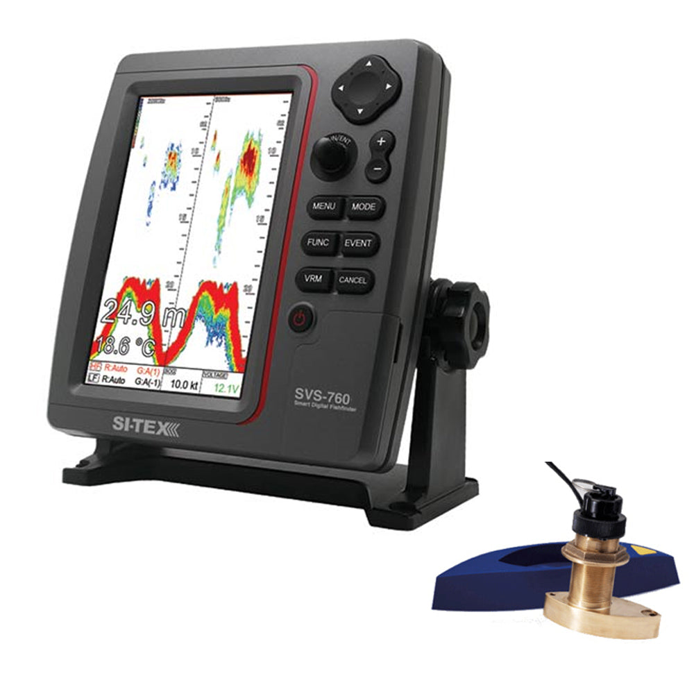 SI-TEX SVS-760 Dual Frequency Sounder 600W Kit w/Bronze Thru-Hull Speed & Temp Transducer