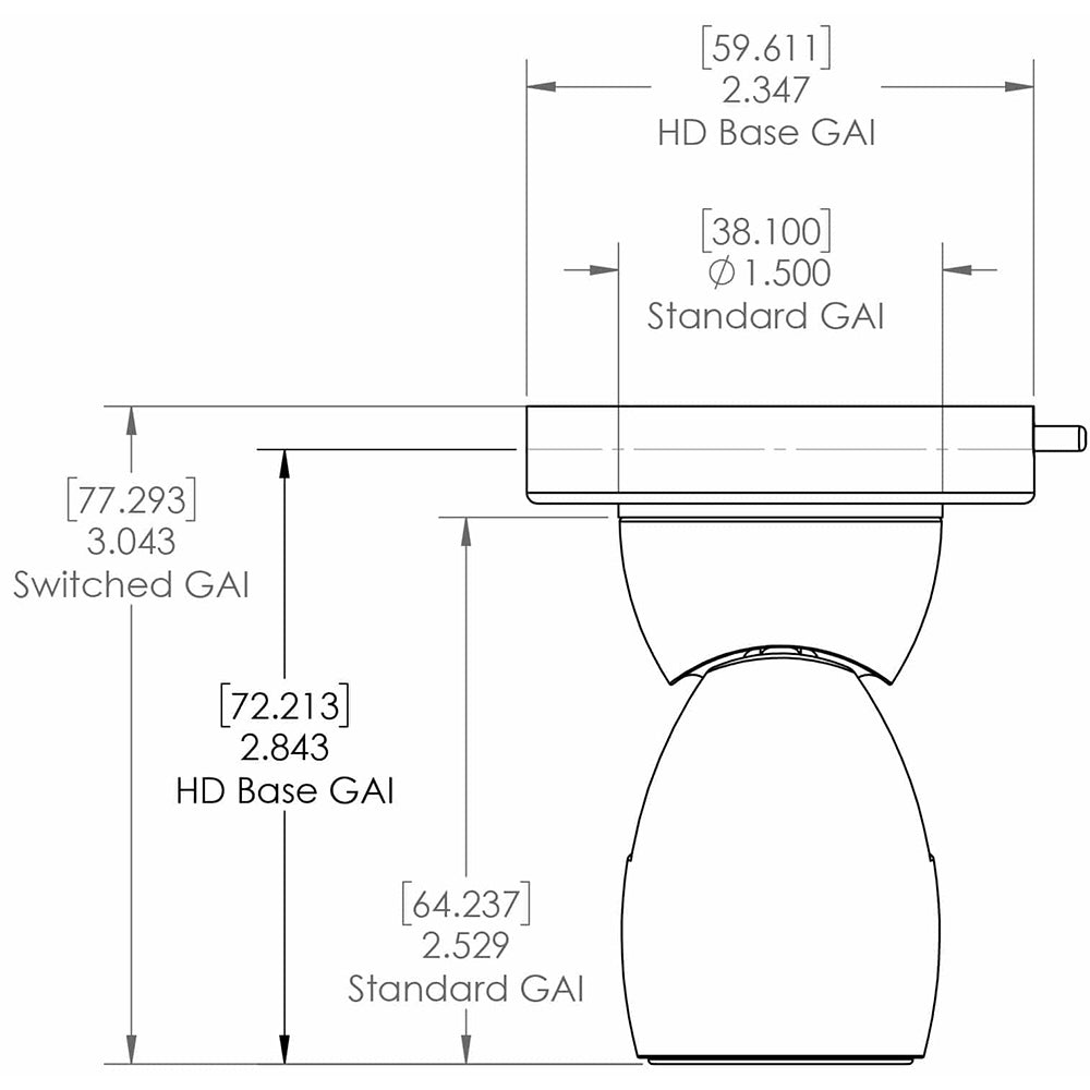 Lumitec GAI2 White Dimming/Red & Blue Non-Dimming Heavy Duty Base - Brushed Housing