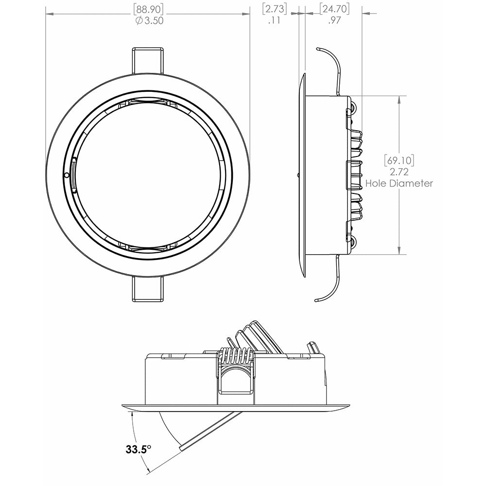 Lumitec Mirage Positionable Down Light - Warm White Dimming - Hi CRI - Polished Bezel