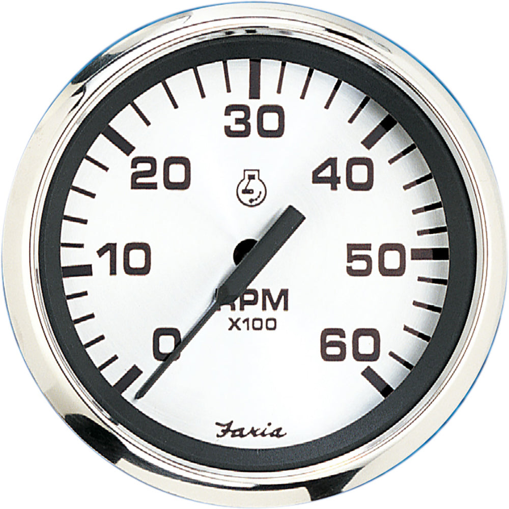 Faria Spun Silver 4" Tachometer (6000 RPM) (Gas Inboard &amp; I/O)
