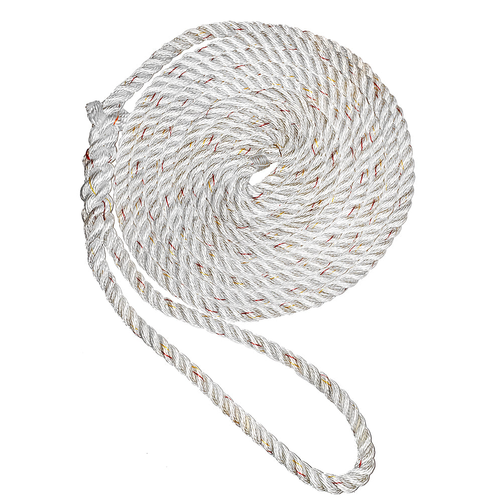 New England Ropes 5/8" Premium 3-Strand Dock Line - White w/Tracer - 15&#39;