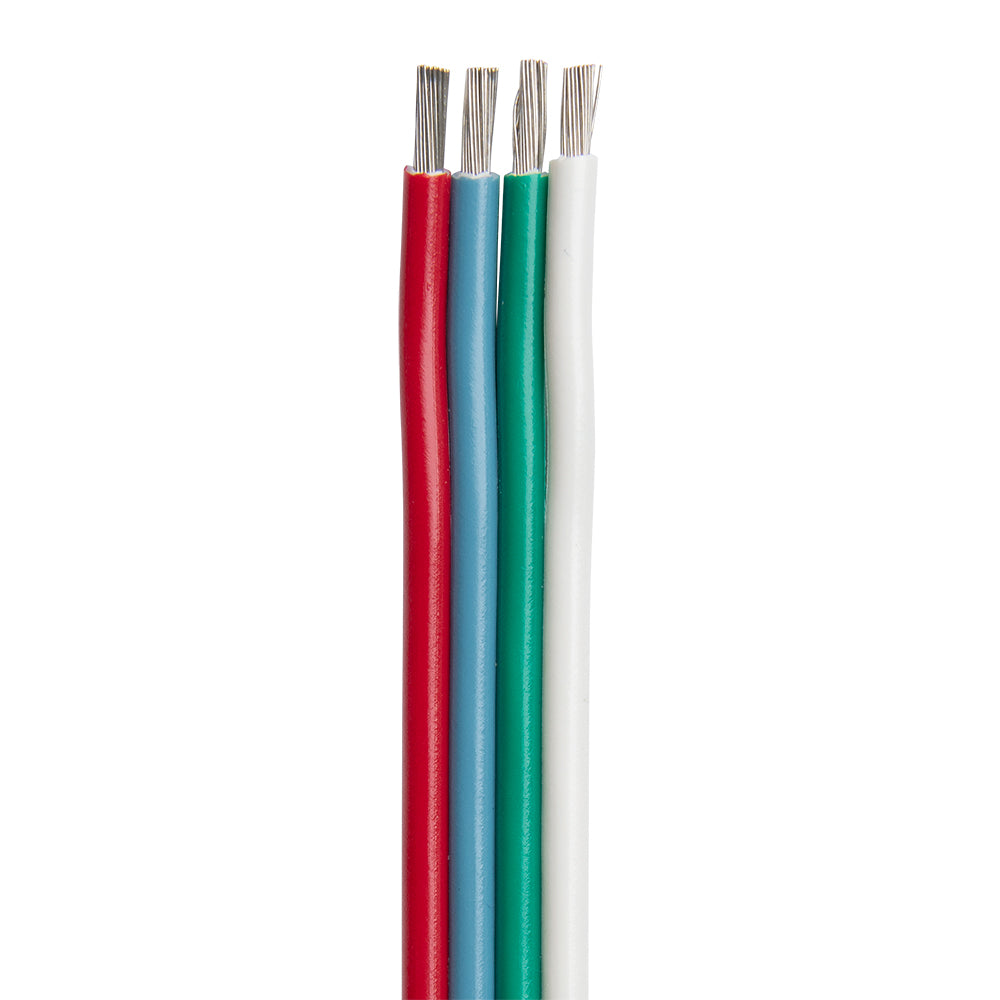 Ancor Flat Ribbon Bonded RGB Cable 18/4 AWG - Red, Light Blue, Green &amp; White - 100&#39;