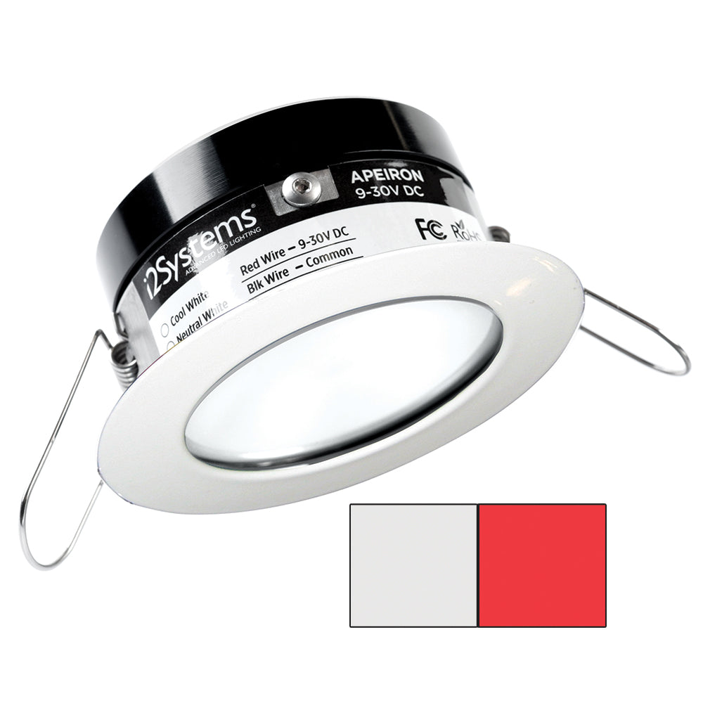 i2Systems Apeiron PRO A503 - 3W Spring Mount Light - Round - Cool White &amp; Red - White Finish