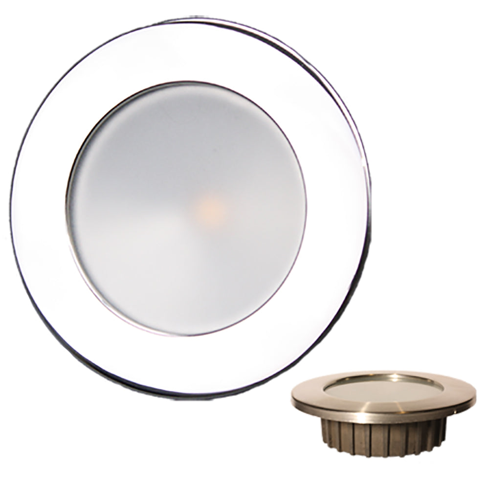 Lunasea &ldquo;ZERO EMI&rdquo; Recessed 3.5&rdquo; LED Light - Warm White, Red w/Polished Stainless Steel Bezel - 12VDC