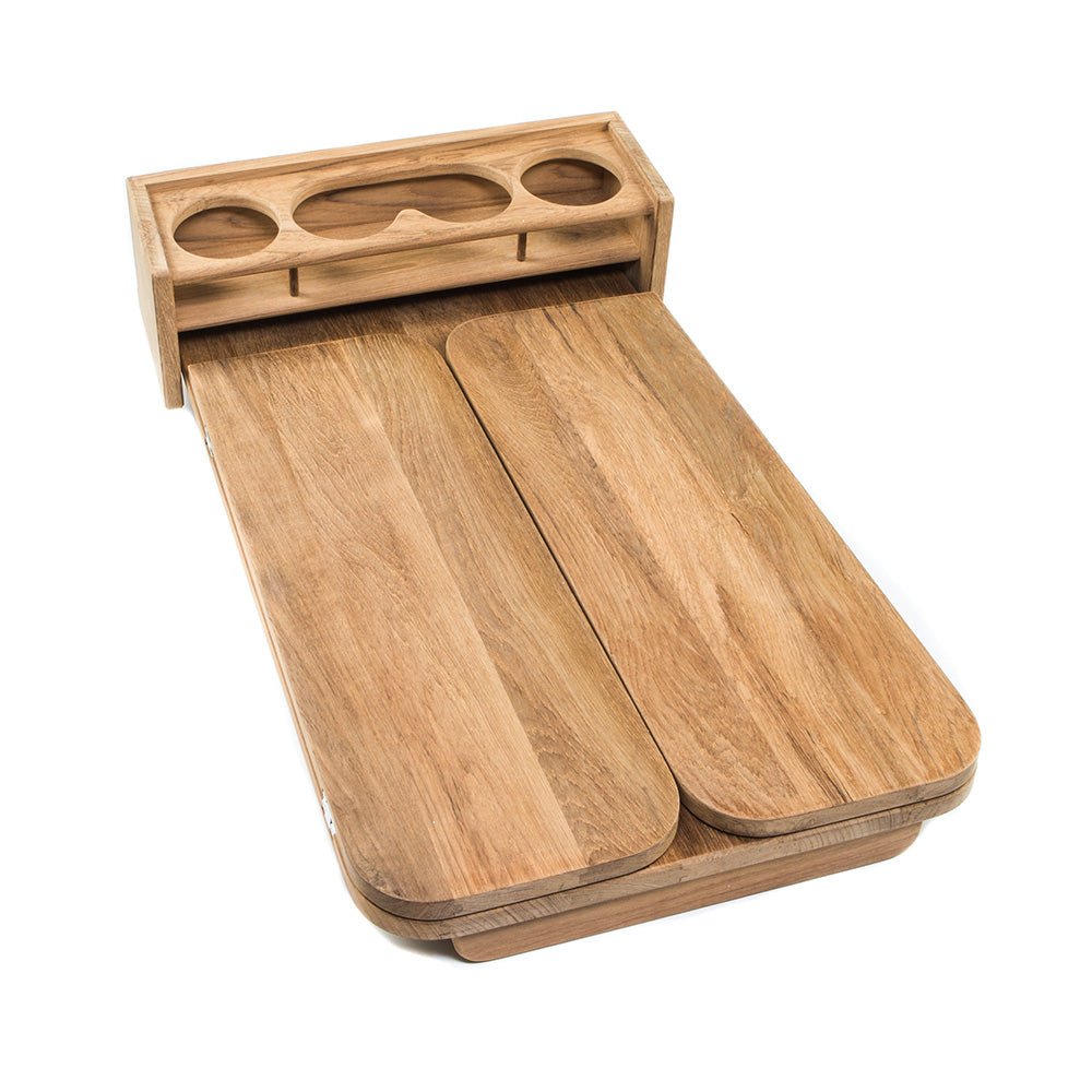 Whitecap Cockpit Table w/Folding Leaves &amp; 4 Cupholders - Teak