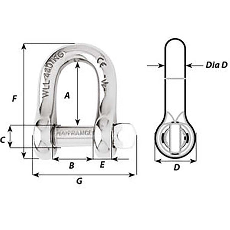 Wichard Captive Pin D Shackle - Diameter 4mm - 5/32"