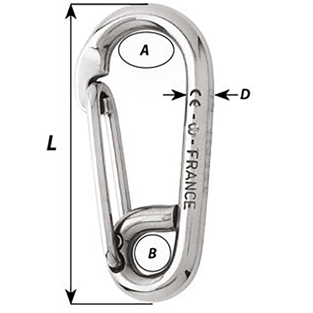 Wichard Symmetric Carbine Hook - Length 60mm - 1/4"