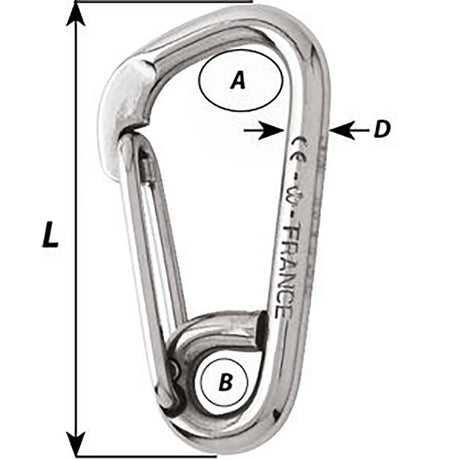 Wichard Asymmetric Carbine Hook - Length 170mm - 15/32"