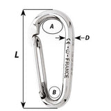 Wichard Symmetric Carbine Hook Without Eye - Length 100mm - 13/32"