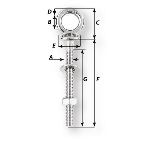 Wichard Eye Bolt - Diameter 15/32" - Length 2-3/8"