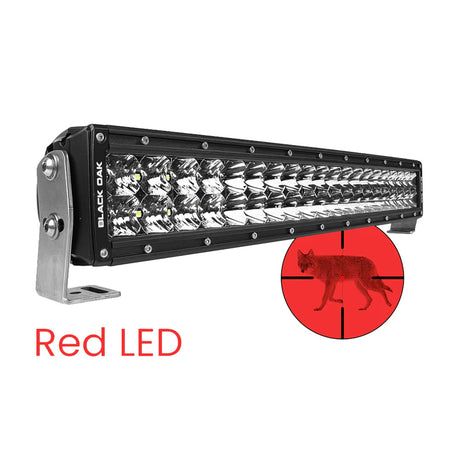 Black Oak 20" Curved Double Row Red LED Predator Hunting Light Bar - Combo Optics - Black Housing - Pro Series 3.0