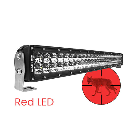 Black Oak 30" Curved Double Row Red LED Predator Hunting Light Bar - Combo Optics - Black Housing - Pro Series 3.0