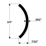 TACO Hollow Back 304 Stainless Steel Rub Rail Insert 3/4" x 6&#39;