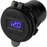 Sea-Dog Round USB &amp; USB-C Power Socket w/Hidden Voltmeter