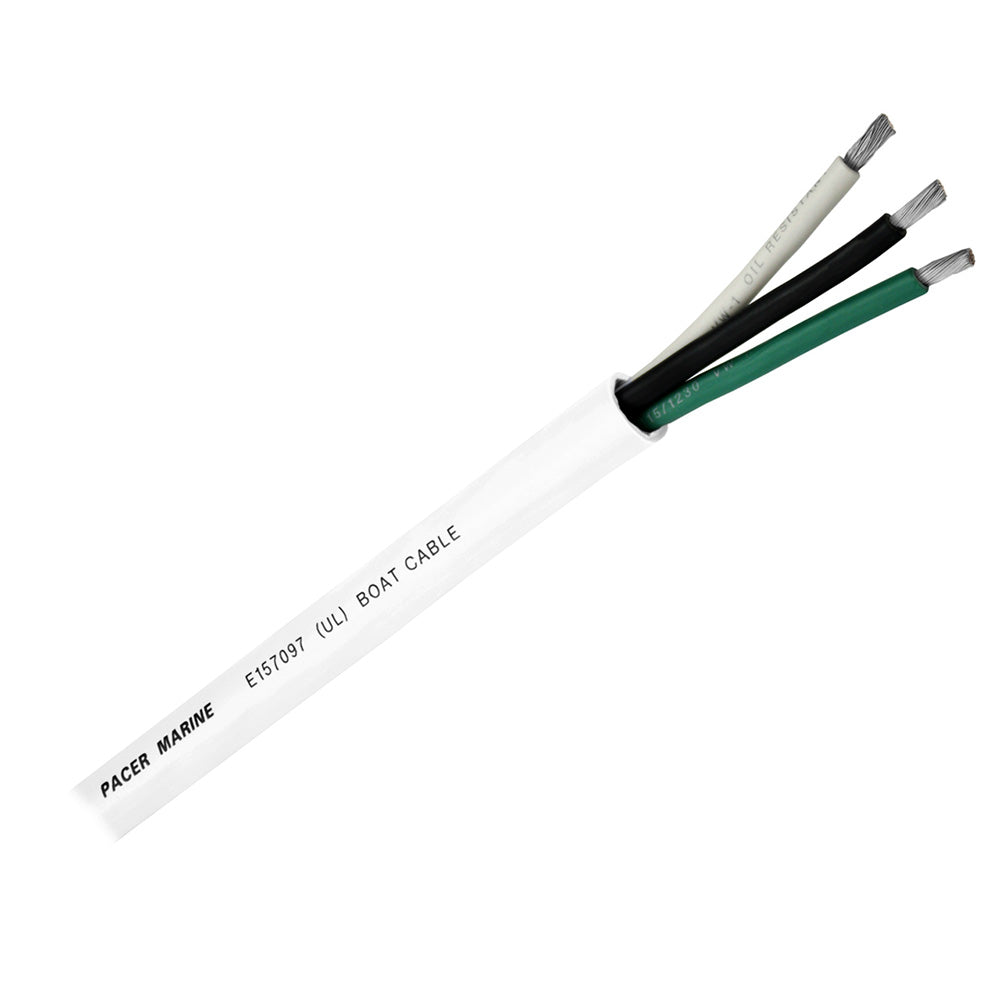 Pacer Round 3 Conductor Cable - 500&#39; - 10/3 AWG - Black, Green &amp; White