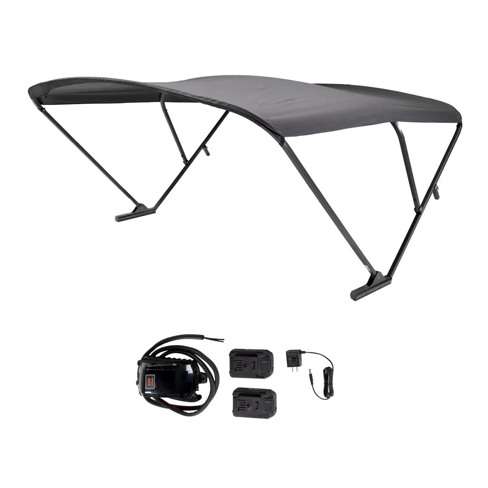 SureShade Battery Powered Bimini - Black Anodized Frame &amp; Black Fabric